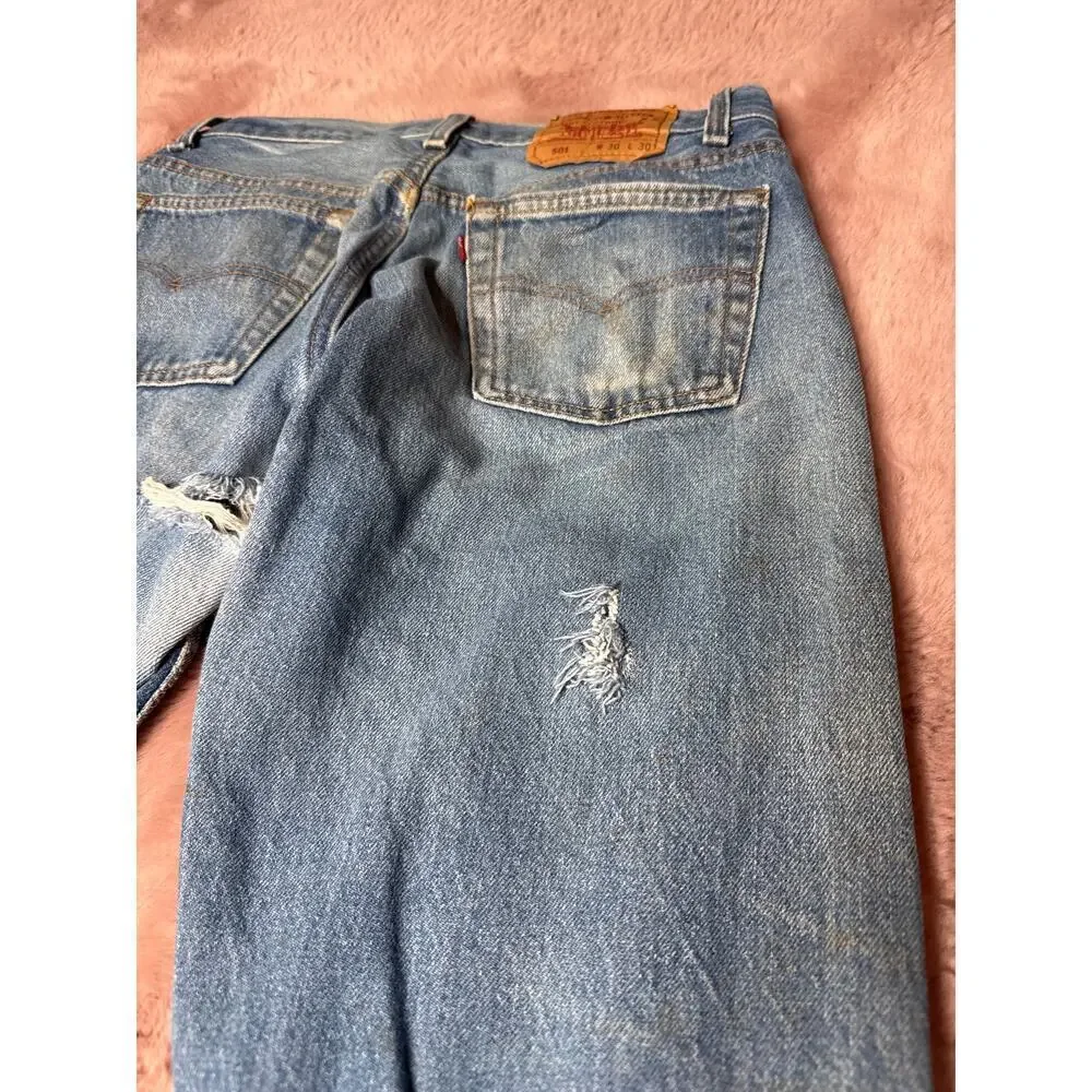 Vintage 1992 Levi’s 501 USA Made Jeans 30x30 Distressed Workwear Fade
